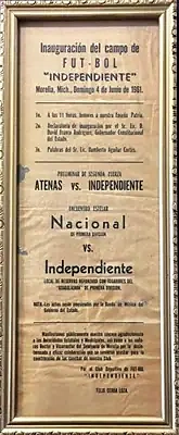 Programa original de la inauguración del campo de fútbol Independiente, 4 de junio de 1961