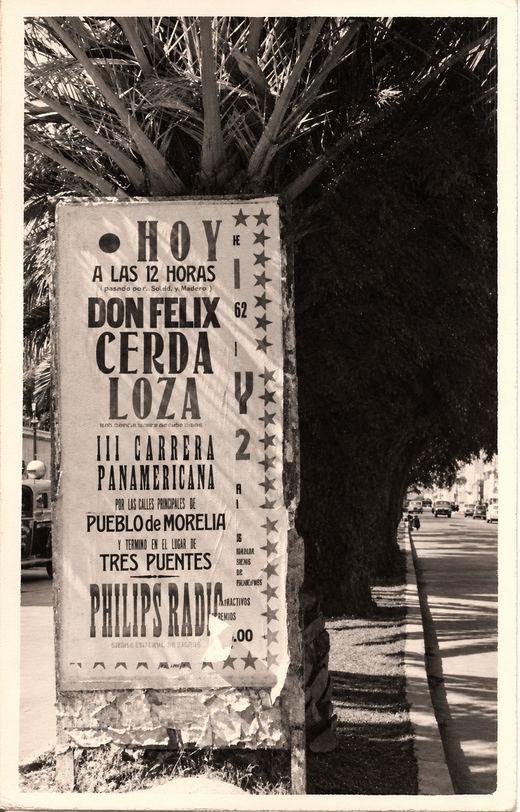 Fotografía original del cartel de la III Carrera Panamericana en Morelia